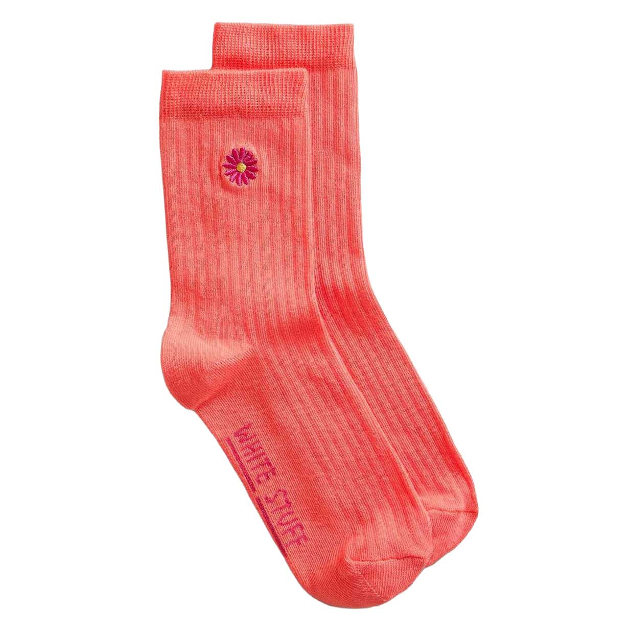 White Stuff Embroidered Flower Rib Sock
